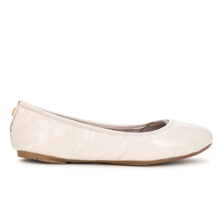 SOPHIA Ballet Flat Shoes - Beige Croc