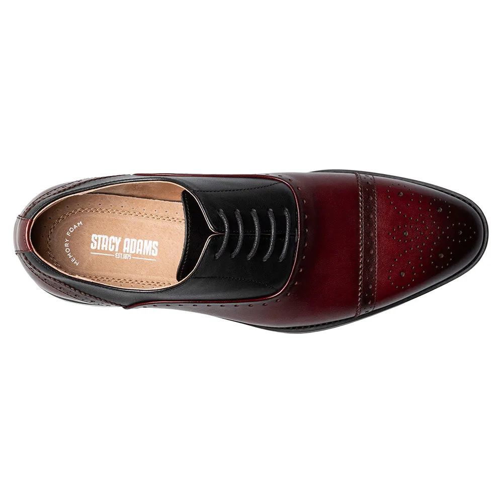 Stacy Adams Reynolds Burgundy Multi Cap Toe Oxford Shoes