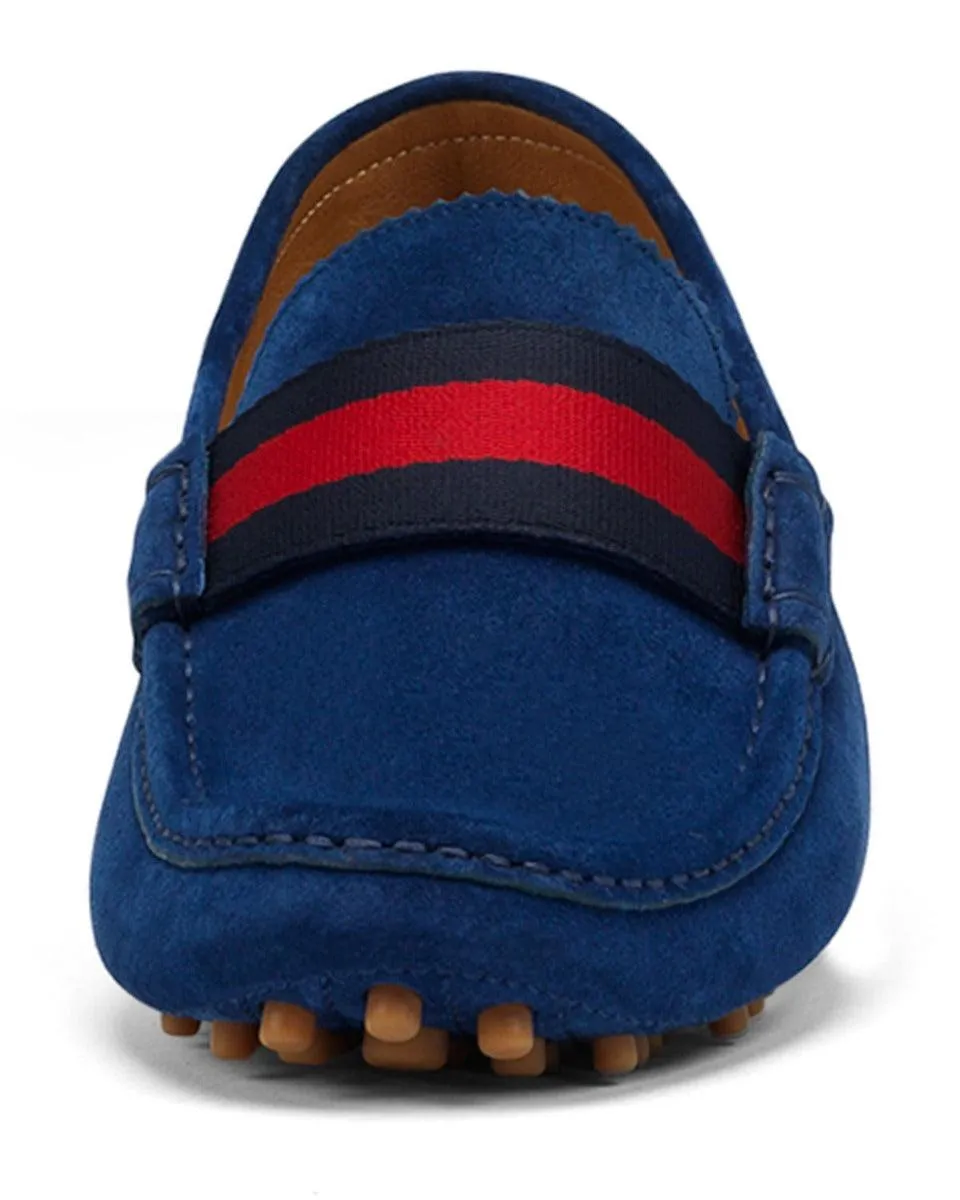 Suede Nylon Web Loafers Blue Shoe