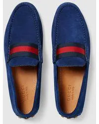 Suede Nylon Web Loafers Blue Shoe