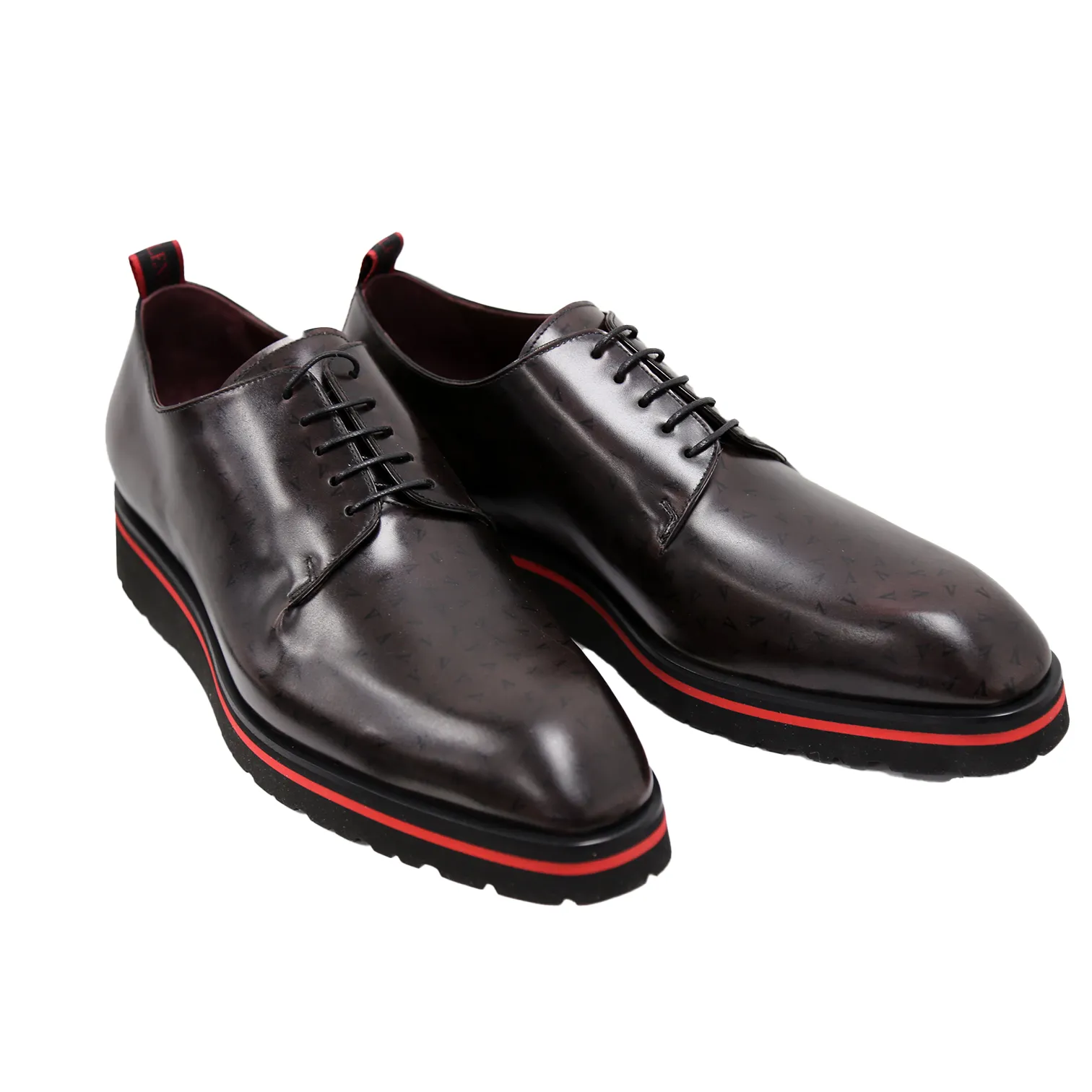 Valentino Dante Men's Shoes Polished Calf-Skin Leather "V" logo Derby Oxfords (VAL1009)