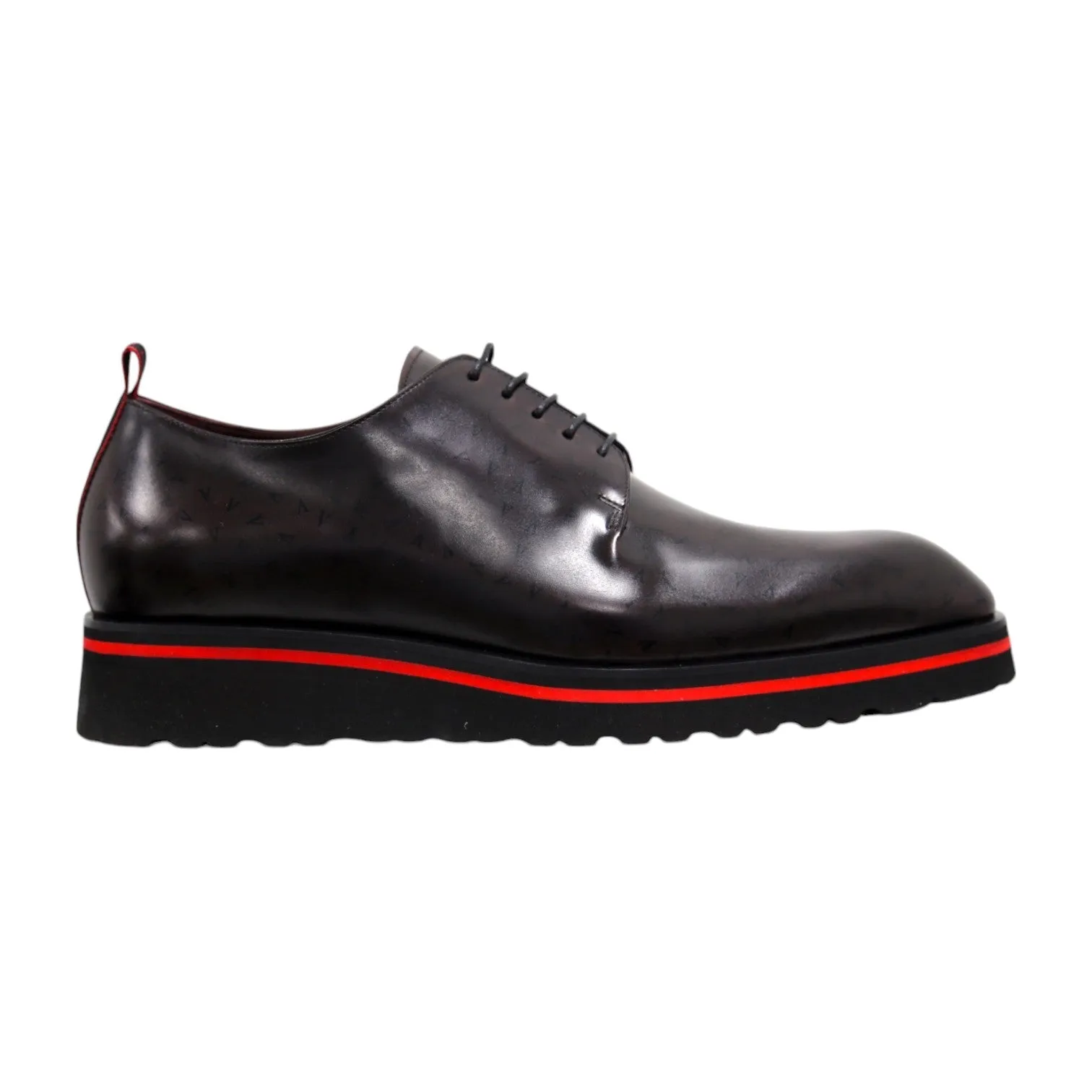 Valentino Dante Men's Shoes Polished Calf-Skin Leather "V" logo Derby Oxfords (VAL1009)