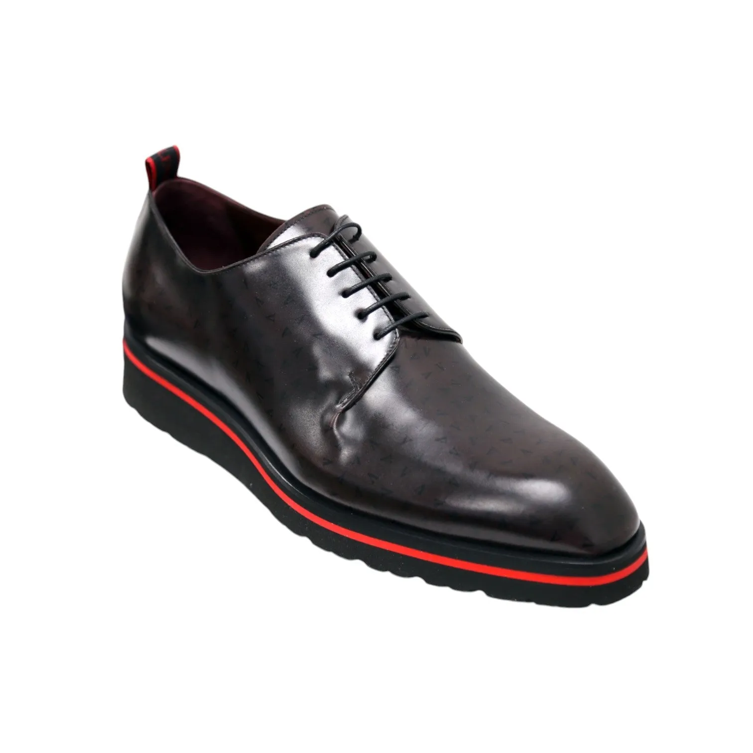 Valentino Dante Men's Shoes Polished Calf-Skin Leather "V" logo Derby Oxfords (VAL1009)