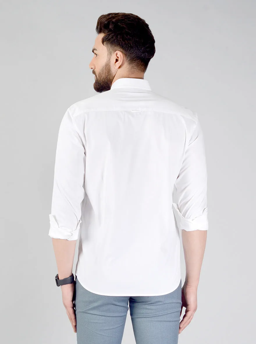 White Solid Slim Fit Casual Shirt | JadeBlue