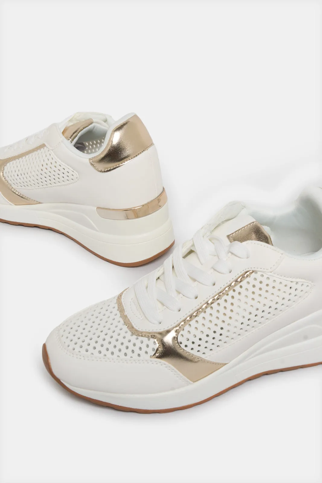 Women White Wedge Sneaker