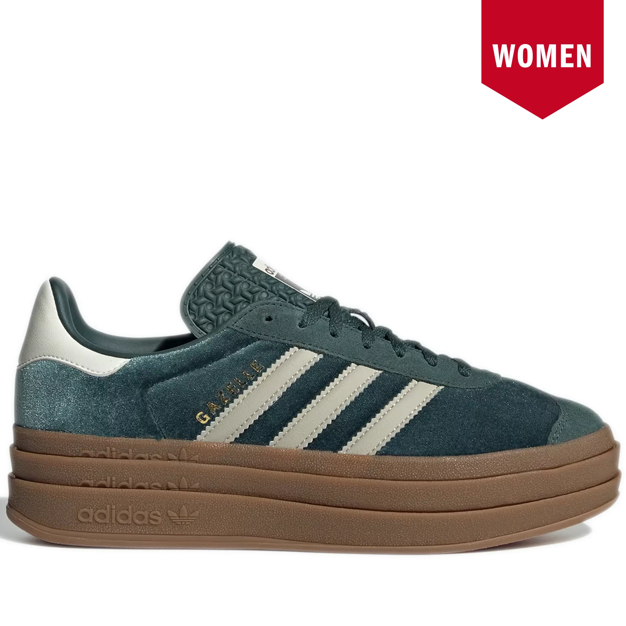 Women's Adidas Gazelle Bold Shoes - Mineral Green / Putty Grey / Mineral Green