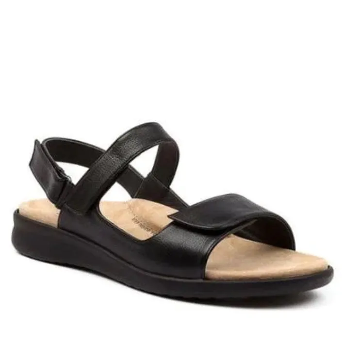 Ziera Benji ~ Tan ~ Black ~ Leather Sandal